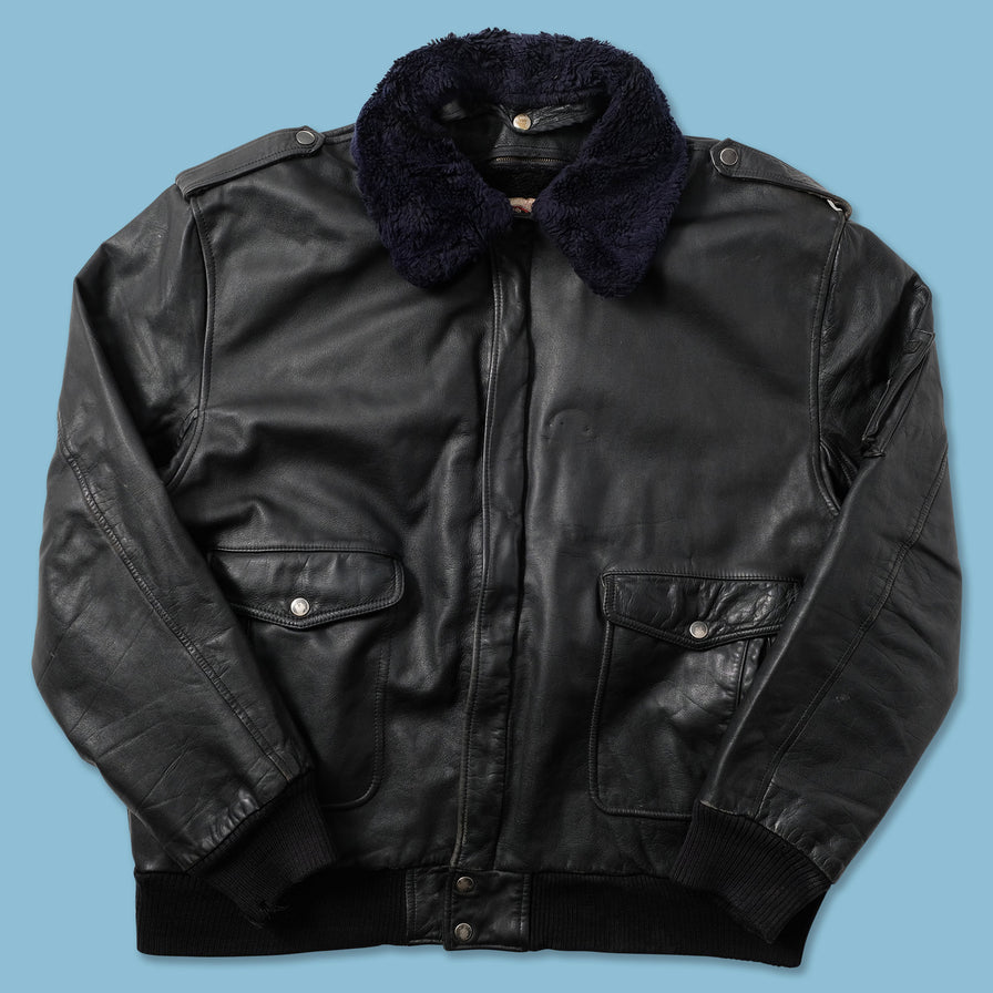 Vintage Leather Flight Jacket Large - Double Double Vintage