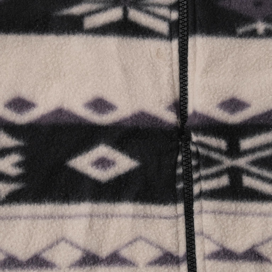Vintage Patterned Fleece Jacket Large 