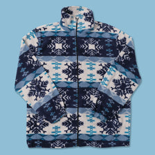 Vintage Patterned Fleece Jacket Large 