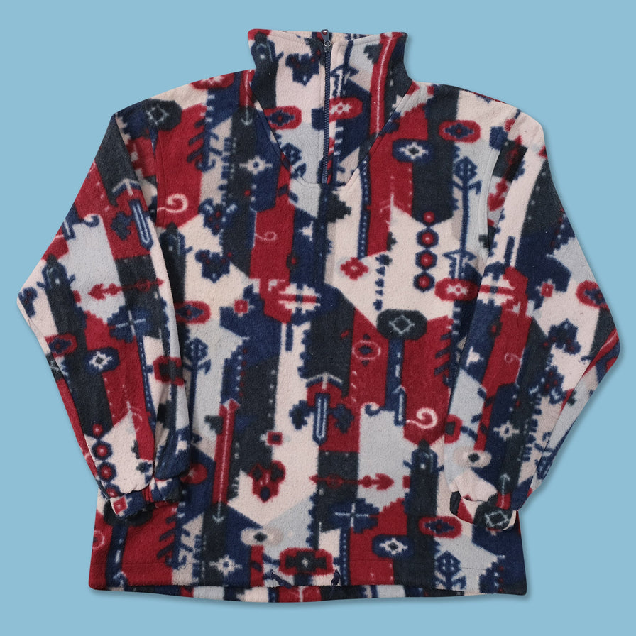 Vintage Patterned Q-Zip Fleece Medium 