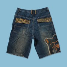 Y2K Raw Blue Baggy Shorts W38 