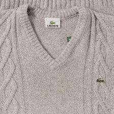 Vintage Lacoste V-Neck Knit Sweater Medium 