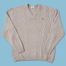 Vintage Lacoste V-Neck Knit Sweater Medium 