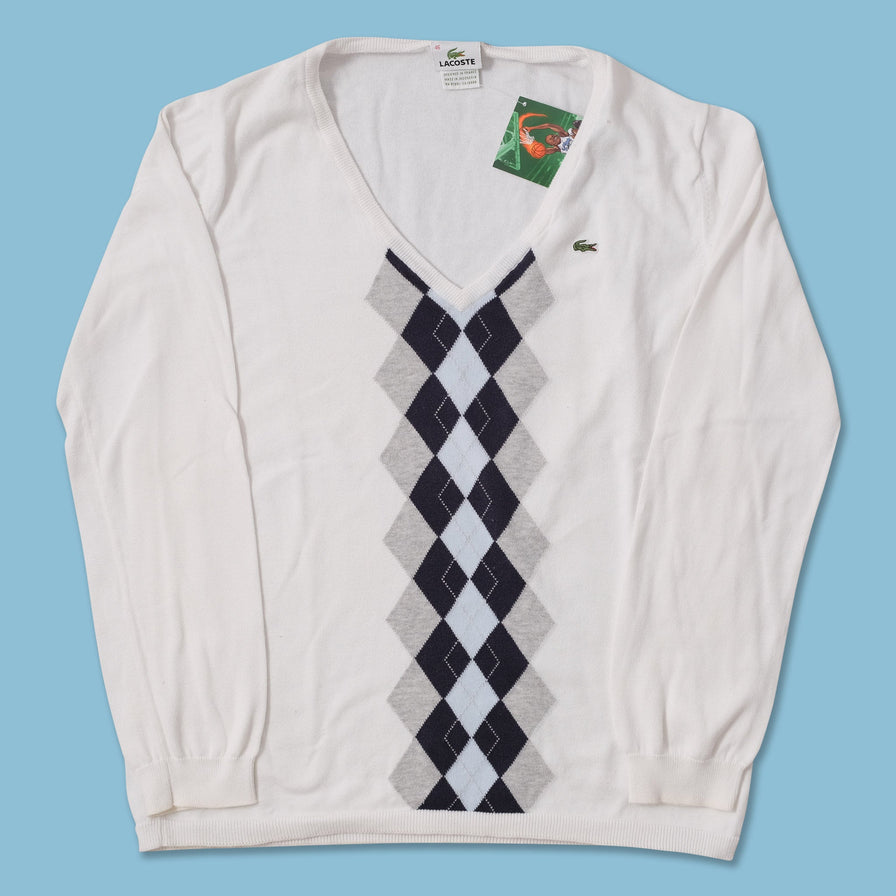 Vintage Lacoste Argyle V-Neck Sweater Small 