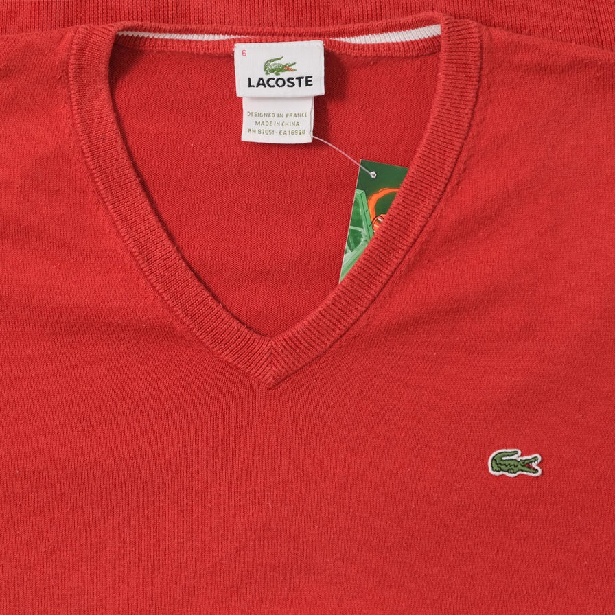Vintage Lacoste V-Neck Sweater Large 