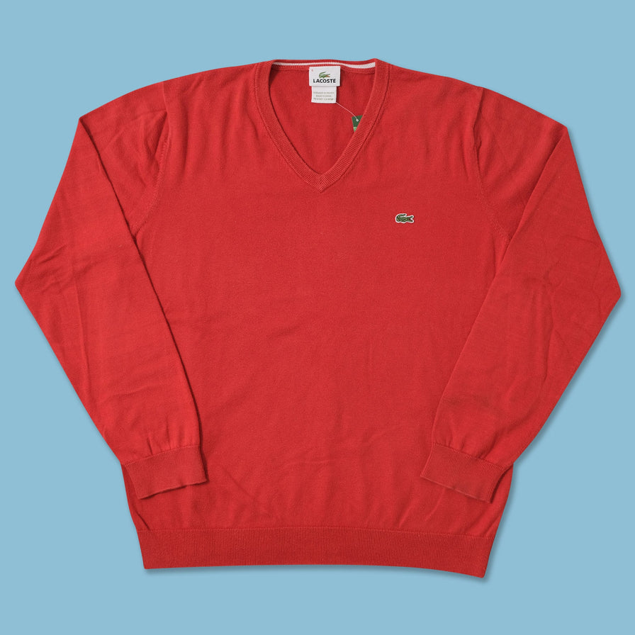Vintage Lacoste V-Neck Sweater Large 