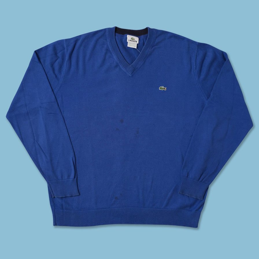 Vintage Lacoste V-Neck Sweater Large 