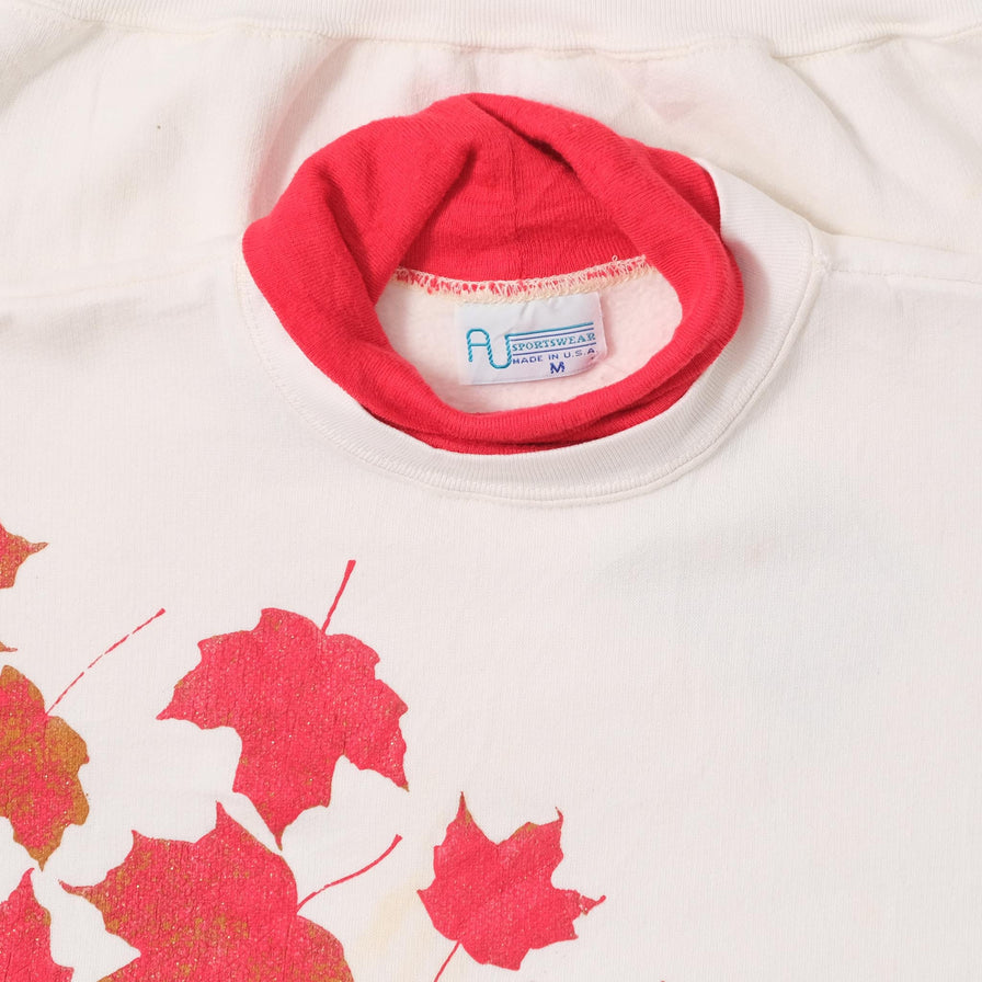 Vintage Leafs Turtleneck Sweater Medium 