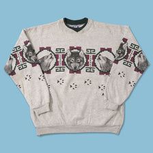 Vintage Alaska Wolves Sweater Large 
