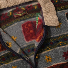 Vintage Patterned Fleece Jacket Medium 