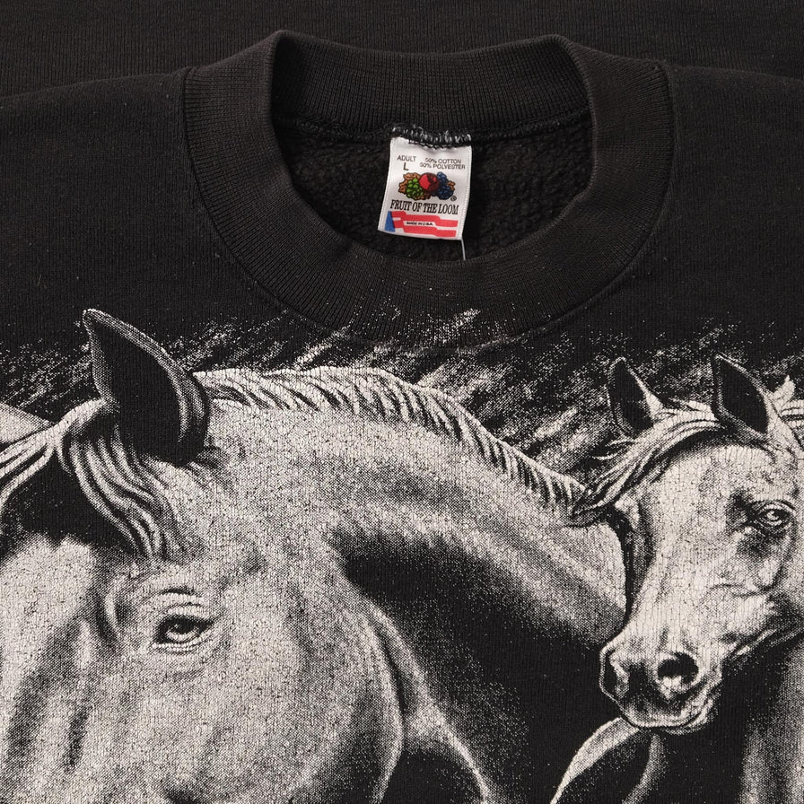 Vintage Horses Sweater Medium 