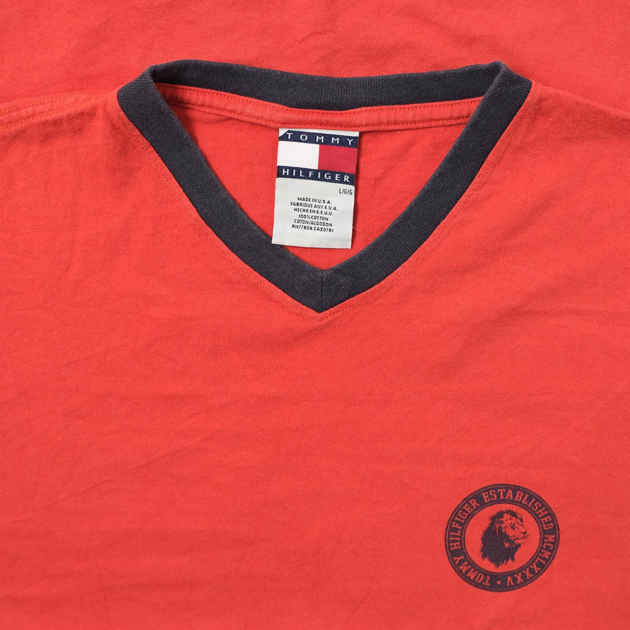 Vintage Tommy Hilfiger V-Neck T-Shirt Large 