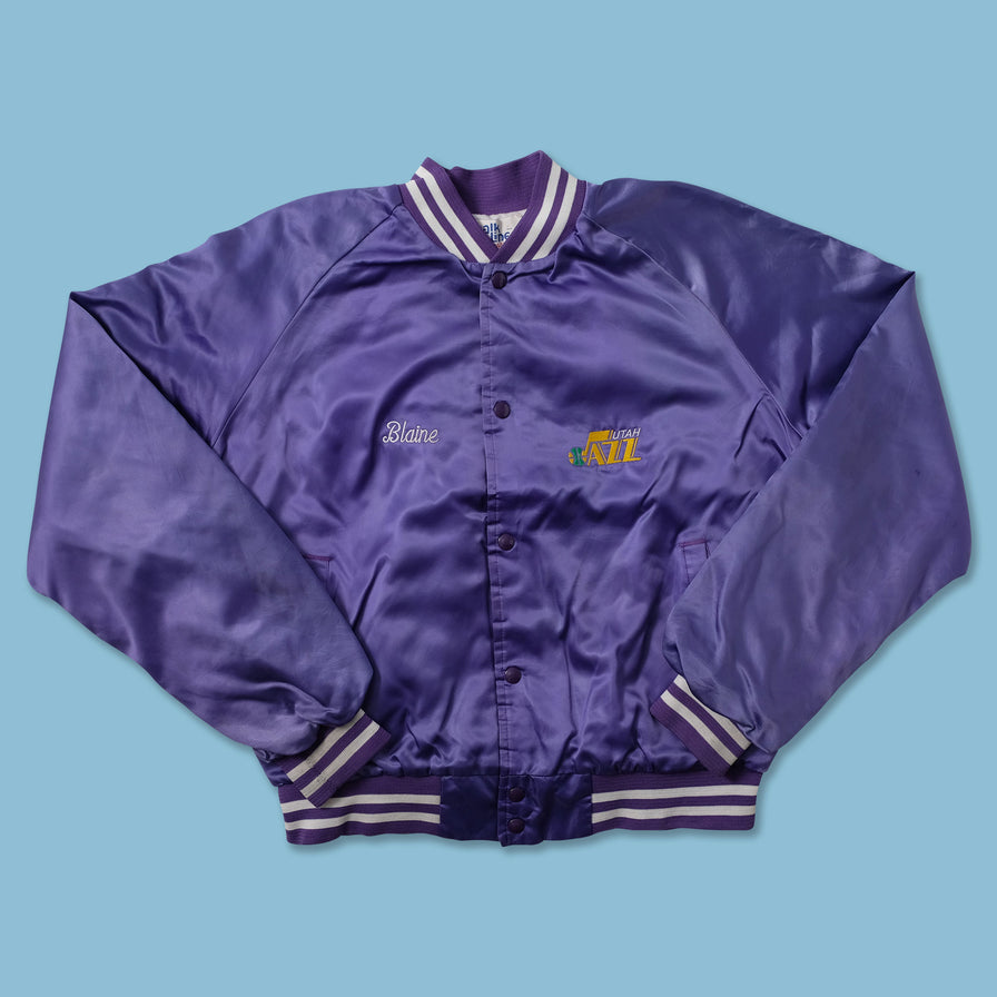 Vintage Utah Jazz Satin Bomber Jacket Medium - Double Double Vintage