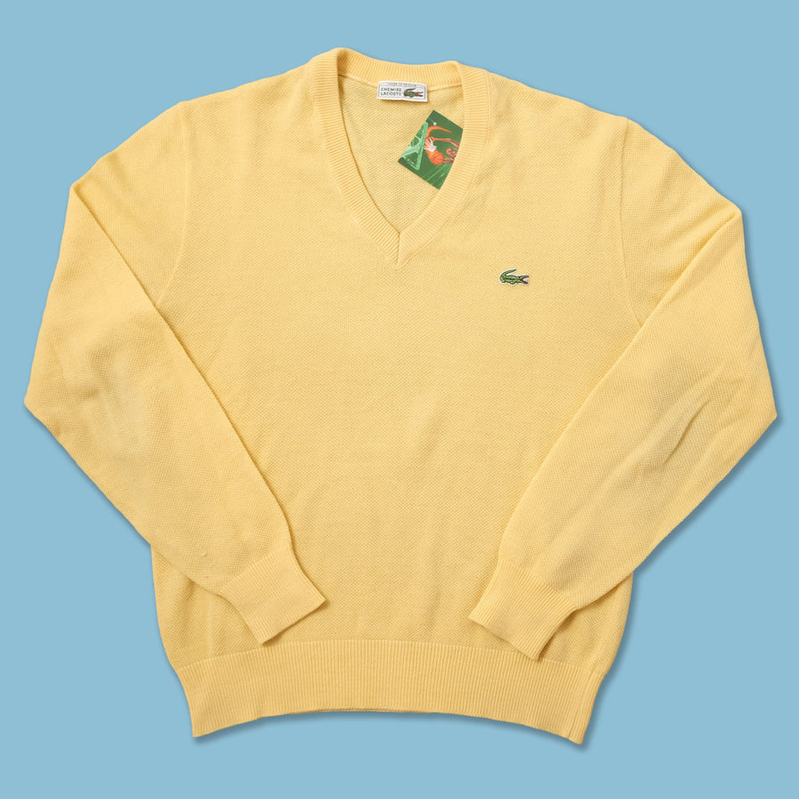 Vintage Lacoste V-Neck Knit Sweater Medium 