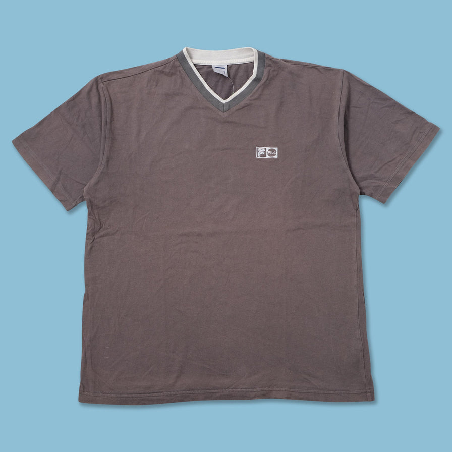 Vintage Fila V-Neck T-Shirt Medium 