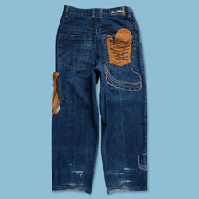 Y2K Raw Blue Baggy Pants 30x30 - Double Double Vintage