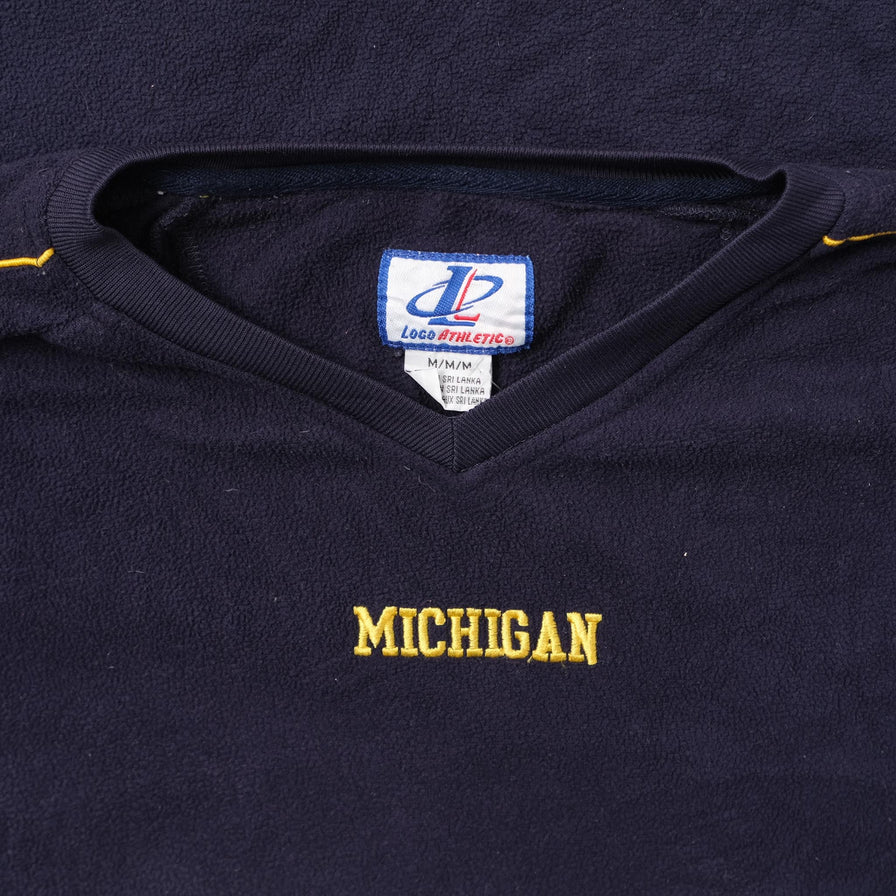 Vintage Michigan Wolverines V-Neck Fleece Large 