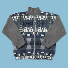 Vintage Pattern Fleece Jacket Large 