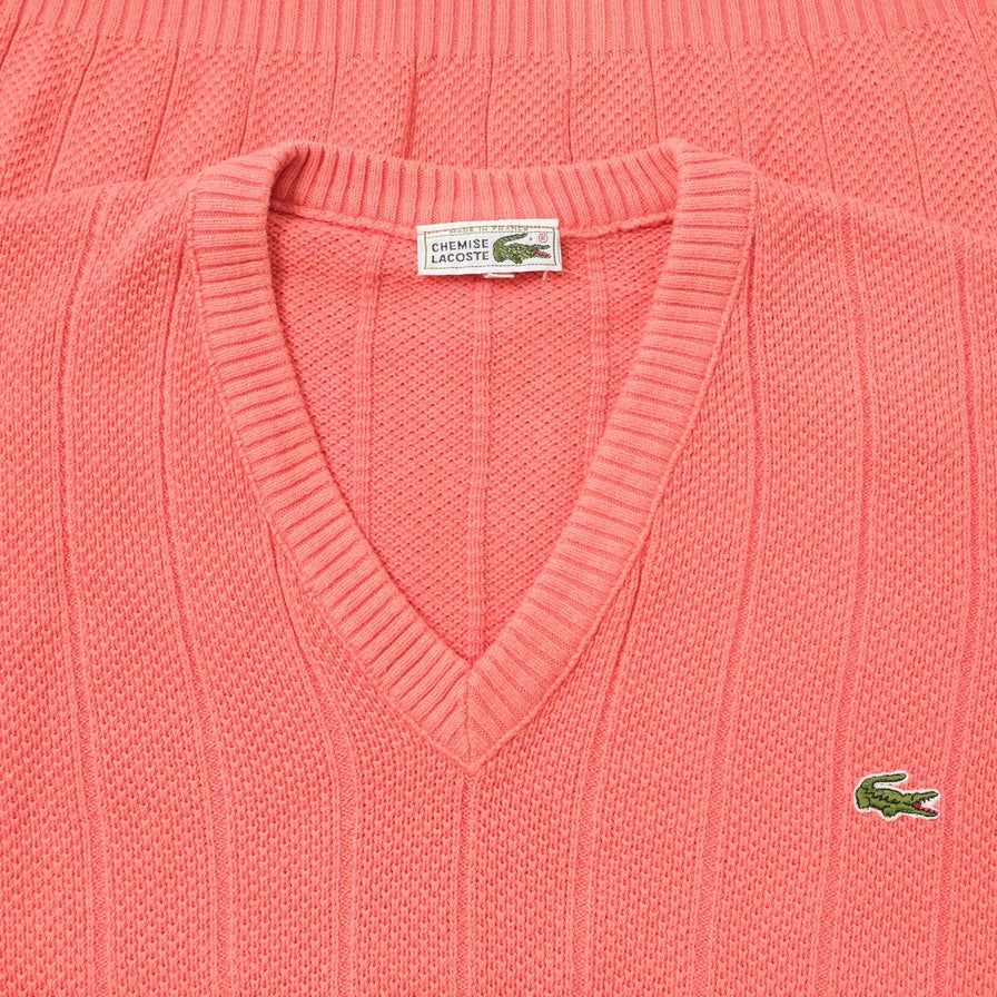 Vintage Lacoste V-Neck Knit Sweater XLarge 