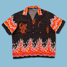 Y2K Flames Shirt XLarge - Double Double Vintage