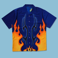 Y2K Flames Shirt Large - Double Double Vintage