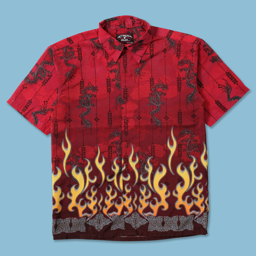 Y2K Dragon Flame Shirt Small - Double Double Vintage