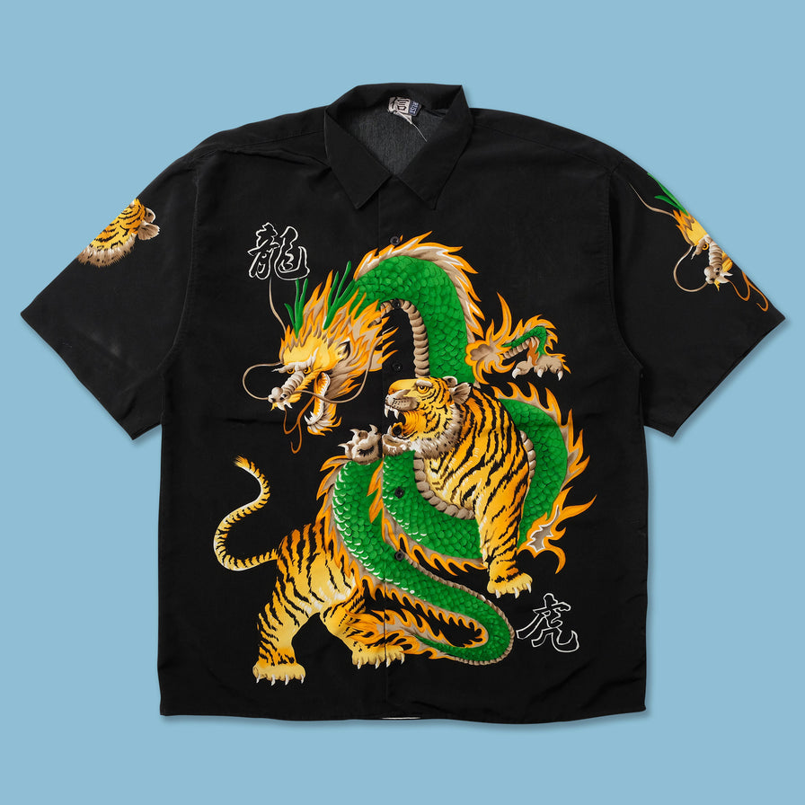 Y2K Dragon Tiger Shirt XXL - Double Double Vintage