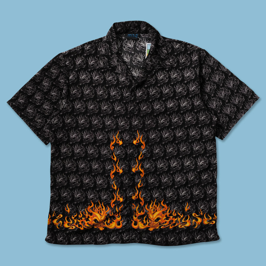 Y2K Flames Shirt XLarge - Double Double Vintage