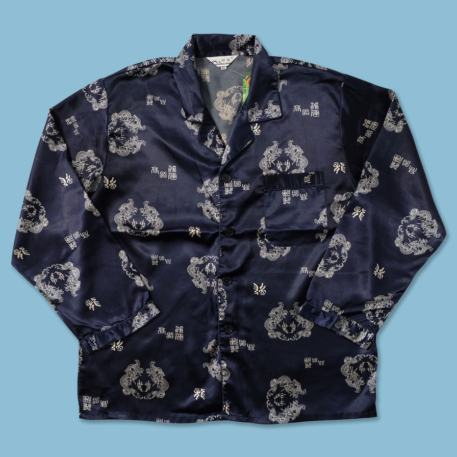 Y2K Dragon Satin Shirt Large - Double Double Vintage