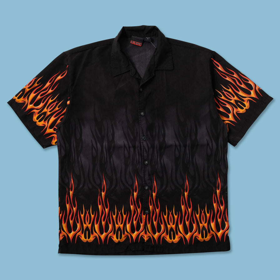 Y2K Flames Shirt XXL - Double Double Vintage