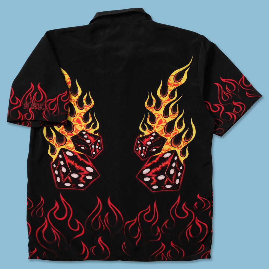 Y2K Flames Shirt XLarge - Double Double Vintage