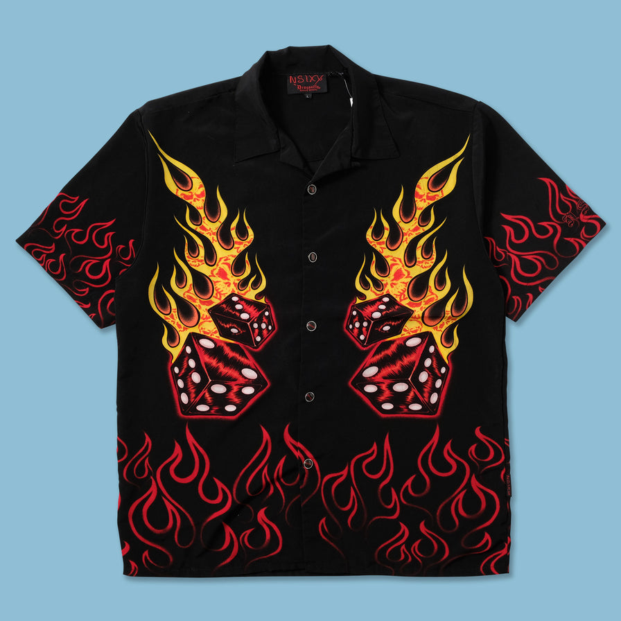 Y2K Flames Shirt XLarge - Double Double Vintage