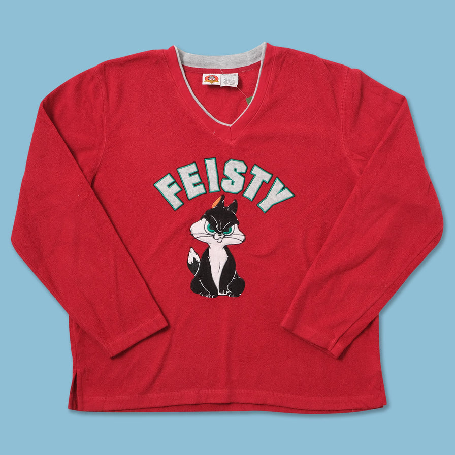 Vintage Feisty Women's V-Neck Fleece Large 