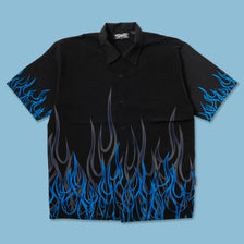 Y2K Flames Shirt XLarge - Double Double Vintage