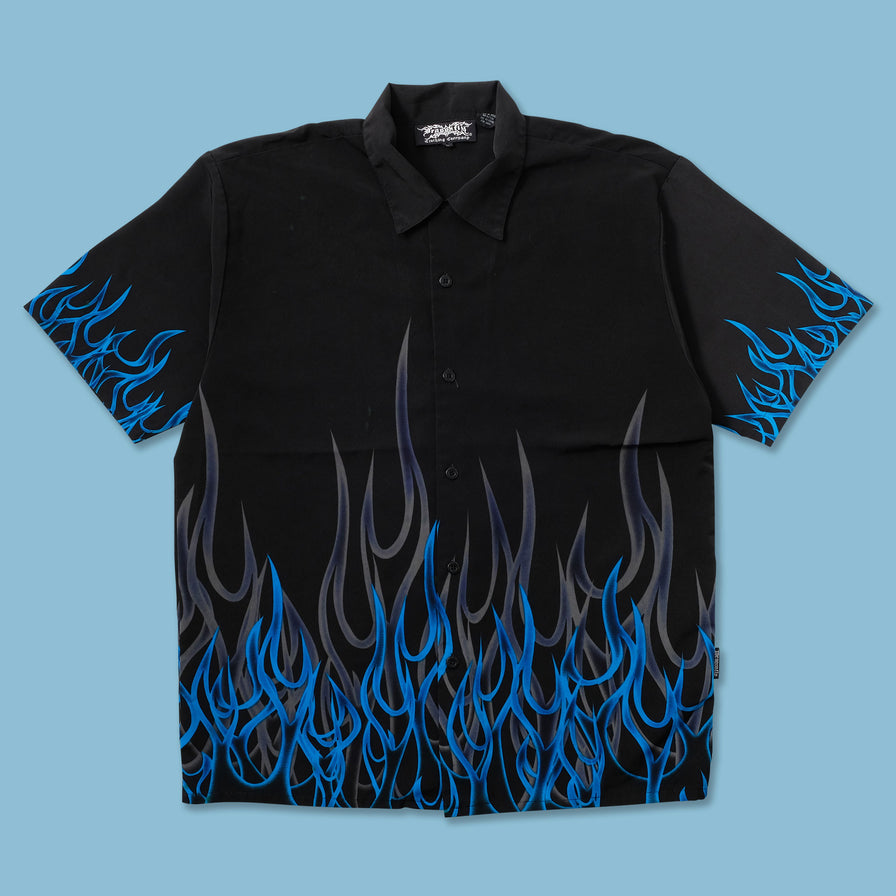 Y2K Flames Shirt XLarge - Double Double Vintage