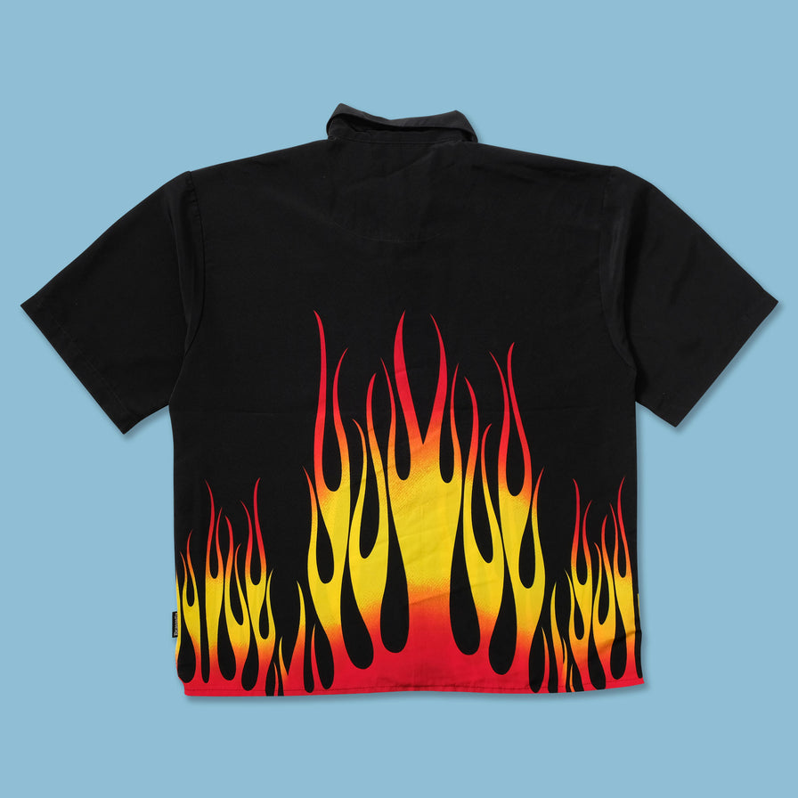 Y2K Flames Shirt XLarge - Double Double Vintage