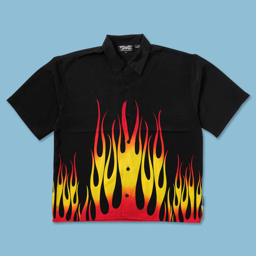 Y2K Flames Shirt XLarge - Double Double Vintage