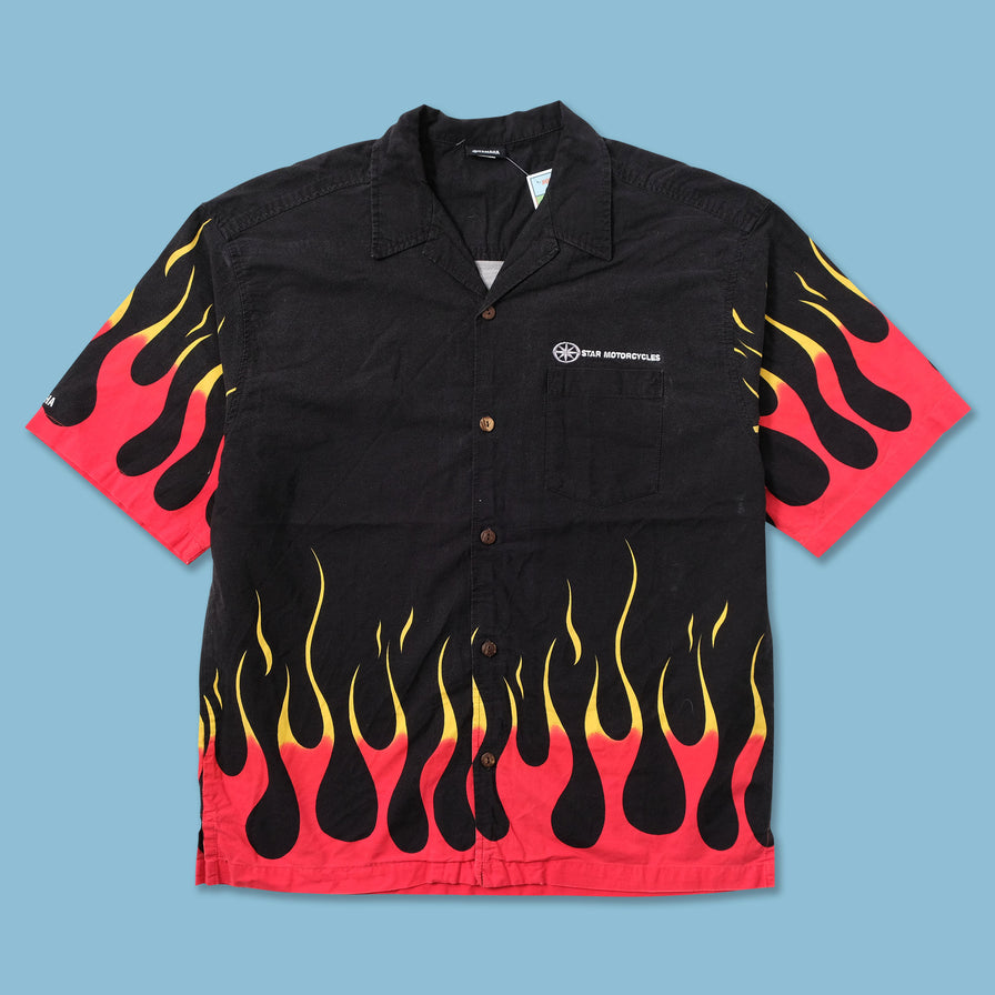 Y2K Yamaha Flames Shirt XLarge - Double Double Vintage