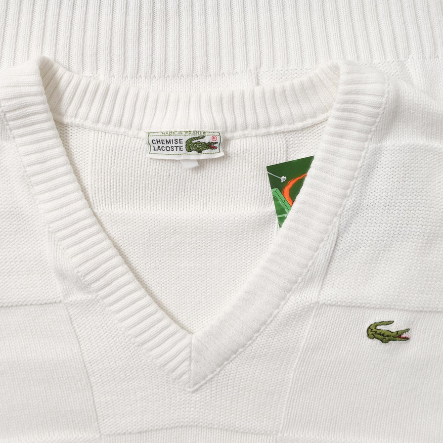 Vintage Lacoste V-Neck Knit Sweater Large 