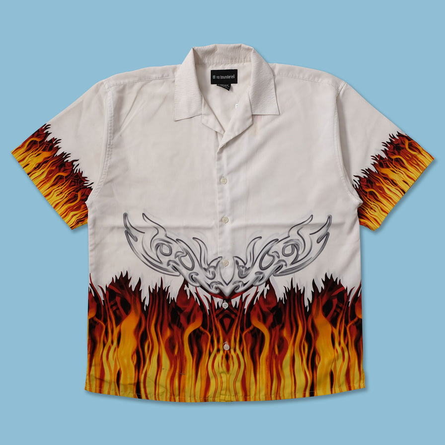 Y2K Tribal Flames Shirt XLarge - Double Double Vintage