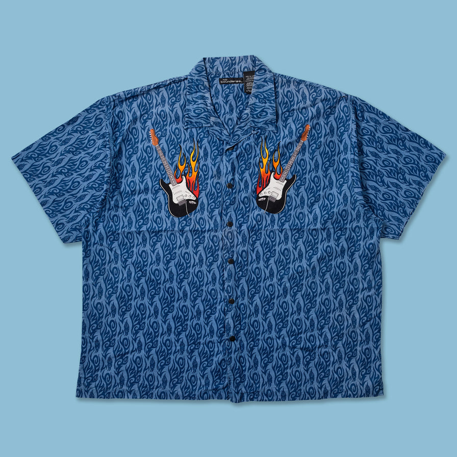 Y2K Guitar Flames Tribal Shirt 3XL - Double Double Vintage