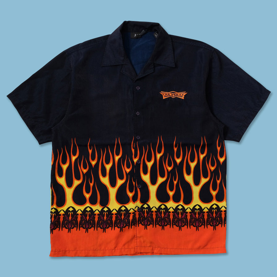 Y2K Flames Shirt XLarge - Double Double Vintage