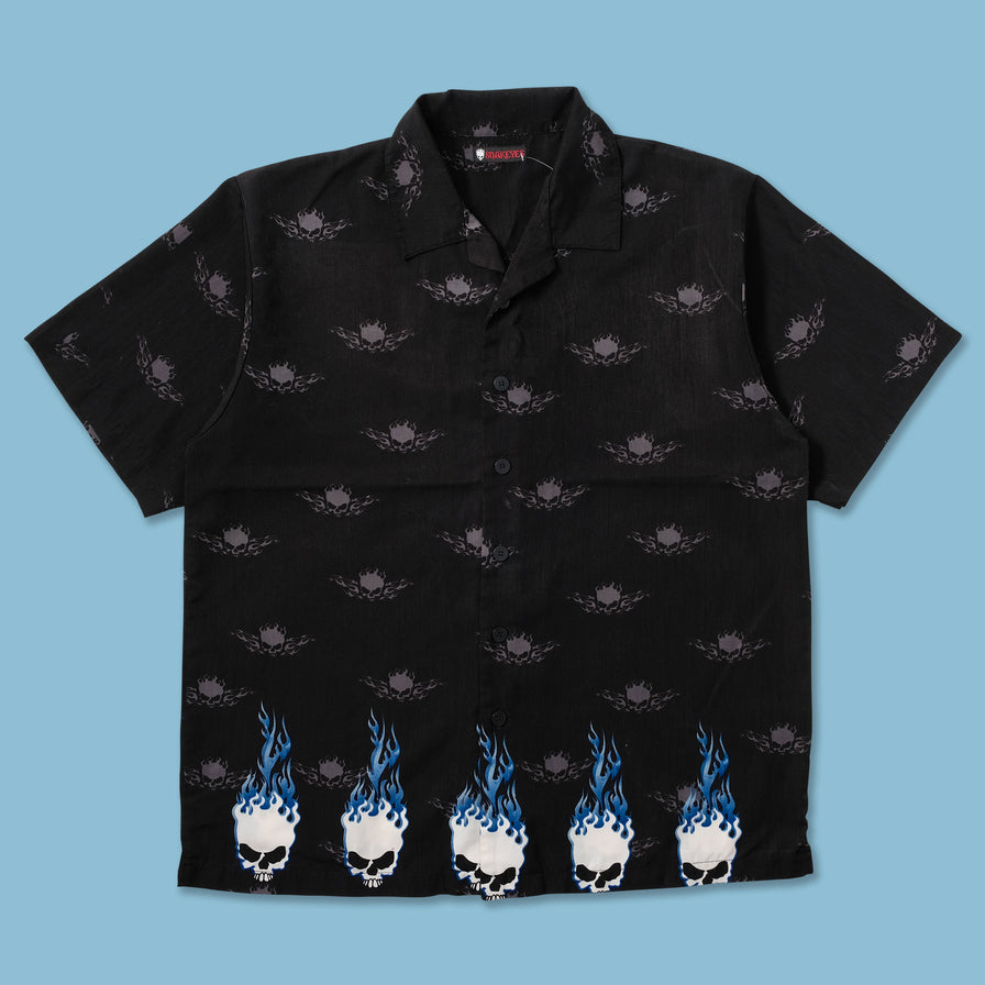 Y2K Flames Skull Shirt XLarge - Double Double Vintage