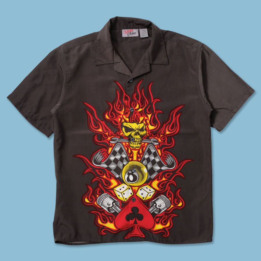 Y2K Skull Flames Shirt Medium - Double Double Vintage