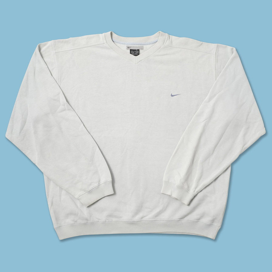 Vintage Nike Mini Swoosh V-Neck Sweater Large 
