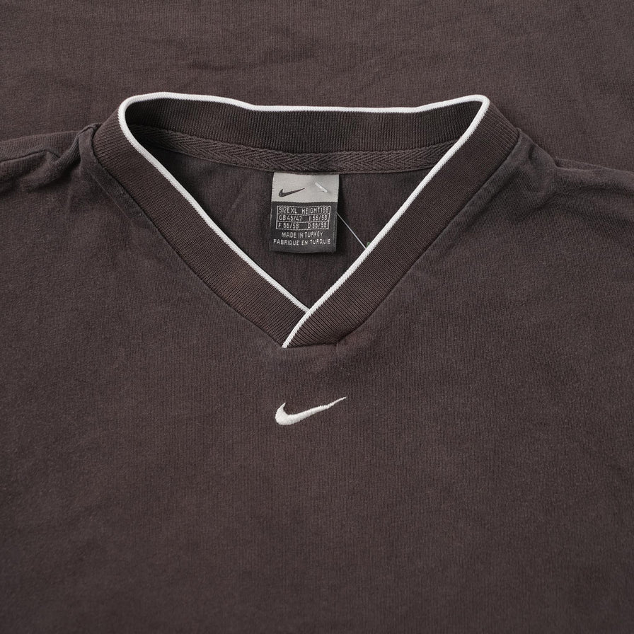 Vintage Nike Middle Swoosh V-Neck T-Shirt XLarge 