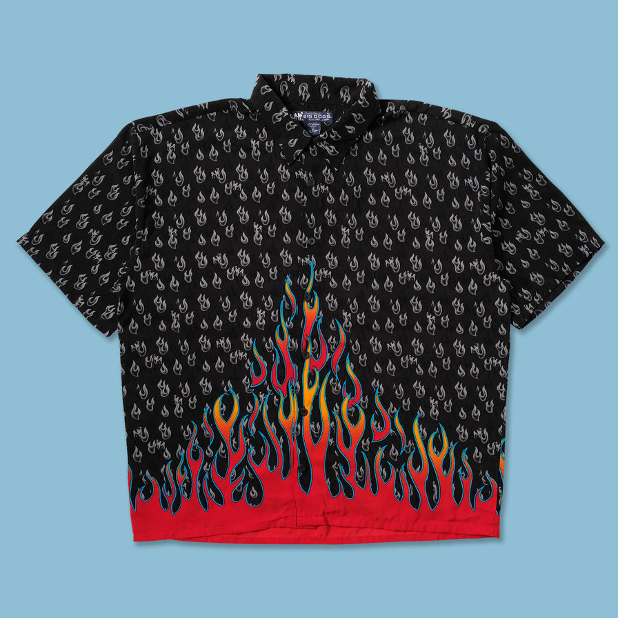 Y2K Flames Shirt XXL - Double Double Vintage