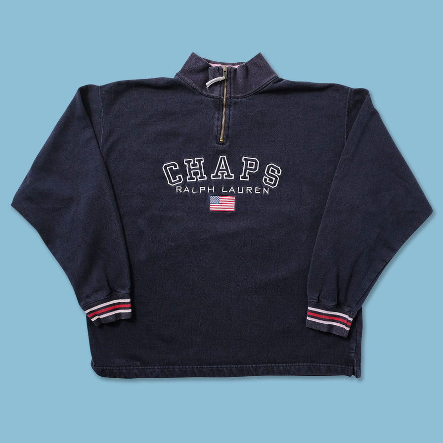 Vintage Chaps By Ralph Lauren Q-Zip Sweater Large 