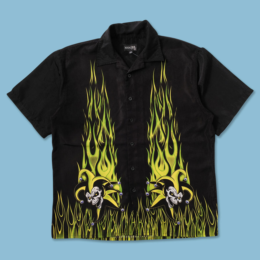 Y2K Flames Shirt Large - Double Double Vintage