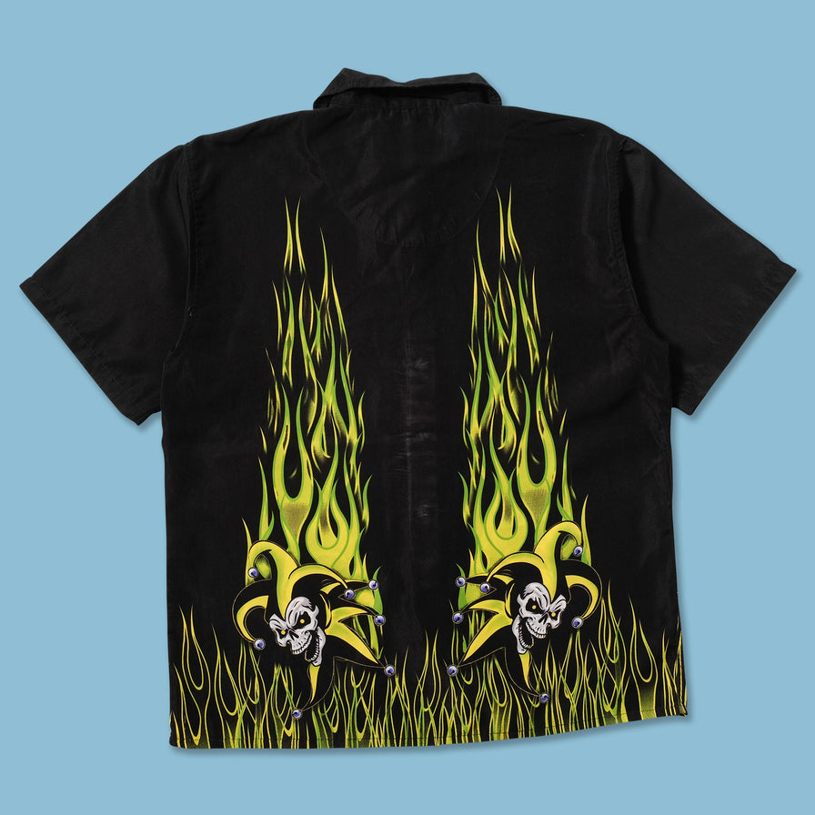 Y2K Flames Shirt Large - Double Double Vintage